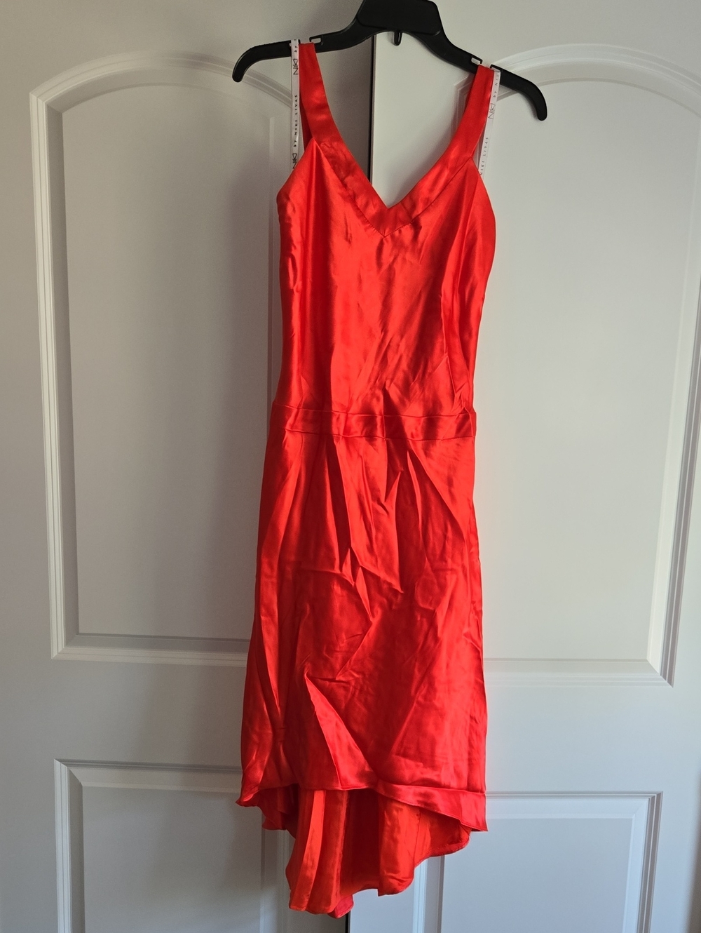 Elegant Red Orange V-Neck Slip Dress